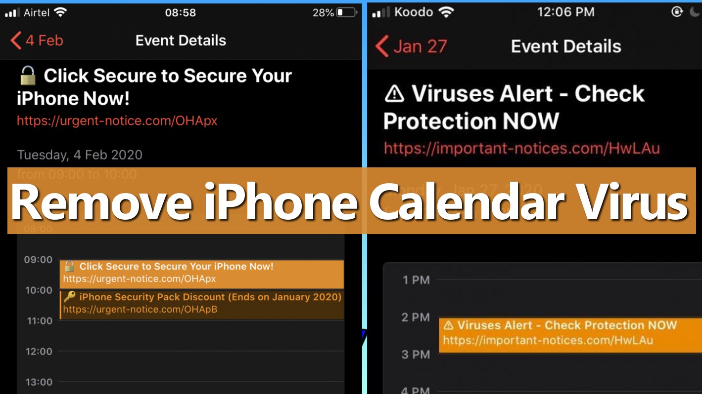 حدف ویروس تقویم آیفون