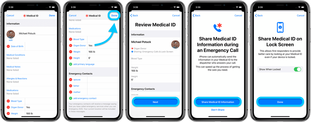 آموزش افزودن Medical ID در آیفون و تنظیم تماس ضروری SOS