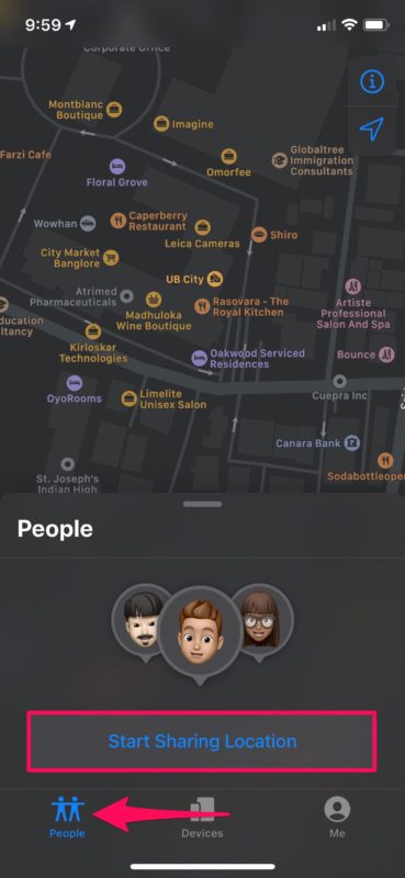 اشتراک گذاری لوکیشن توسط Find My در آیفون و آیپد