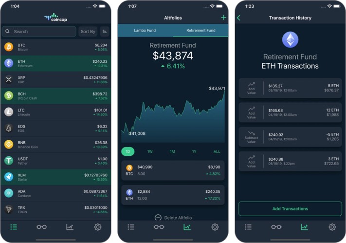 CoinCap یکی از نرم افزارهای ارز دیجیتال