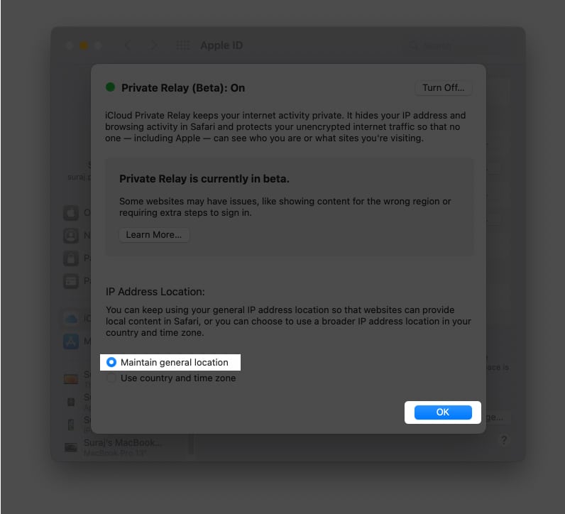 نحوه فعال کردن Private Relay در مک