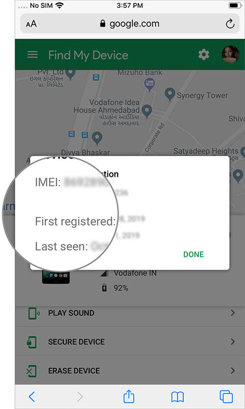 مشاهده مشخصات دستگاه اندروید با Find My Device