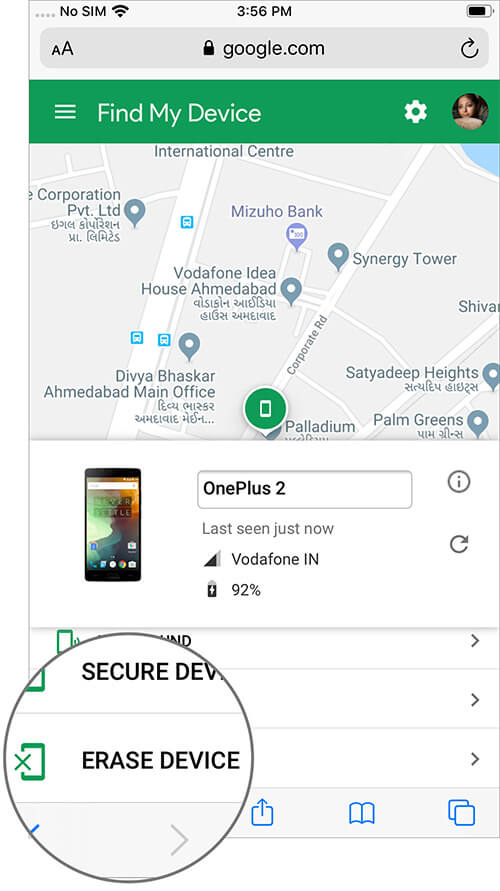 پاک کردن اطلاعات گوشی اندروید با Find My Device