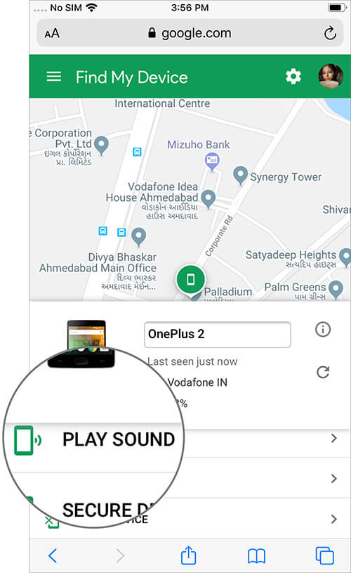 تمای با گوشی اندروید گم شده با find my device