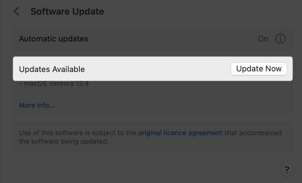 انتخاب گزینه Update Now