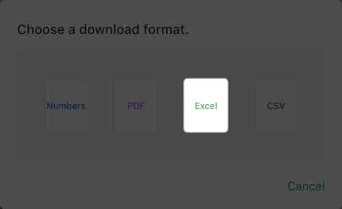 انتخاب گزینه Excel
