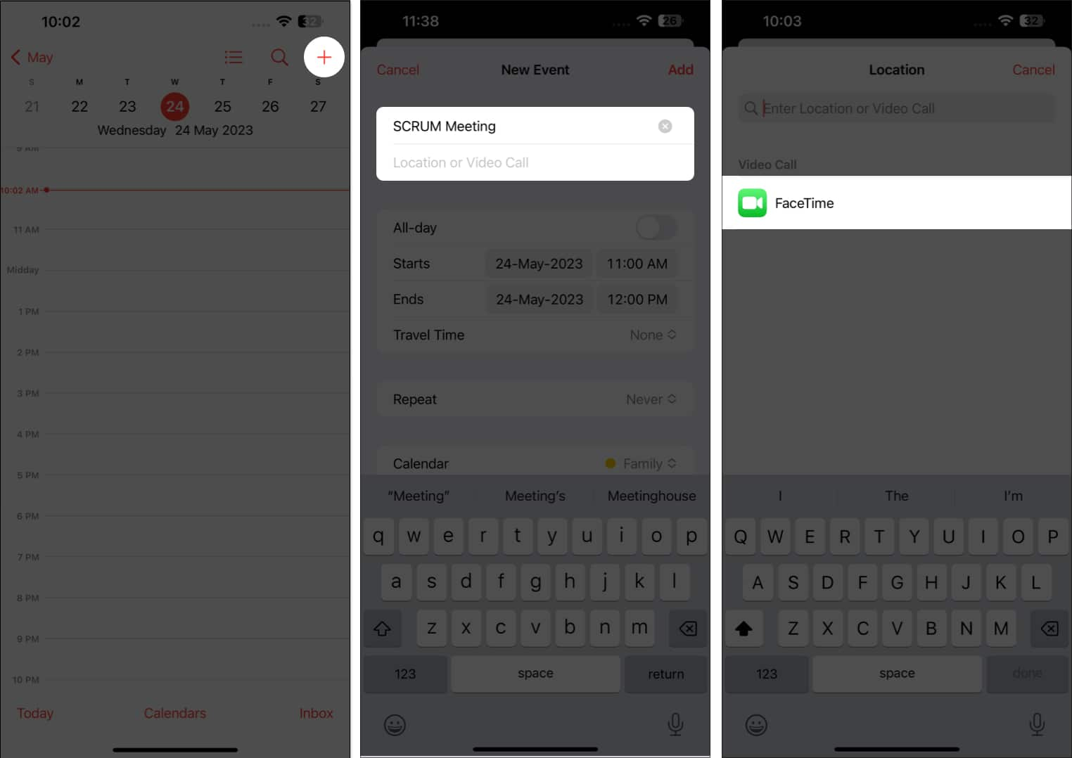 روی Location or Video Call کلیک کنید