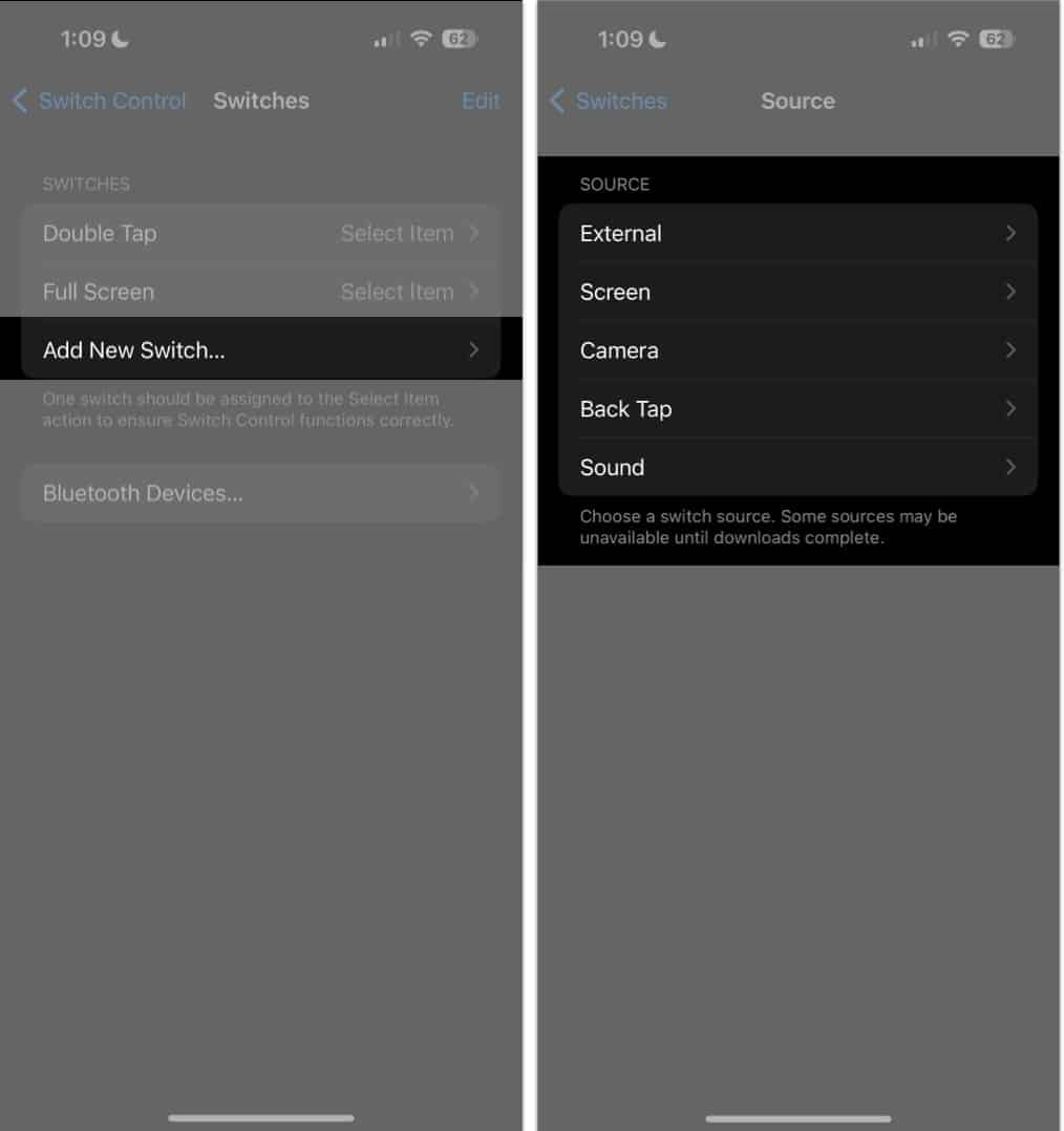 Add New Switch را ضربه بزنید و یکی از موارد را انتخاب کنید