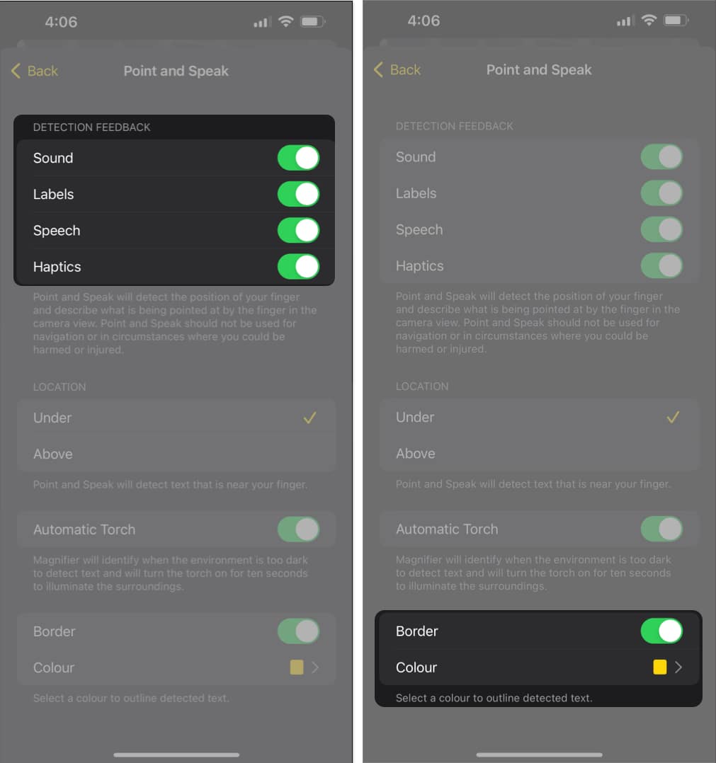 تنظیمات شخصی سازی در استفاده از Point and Speak