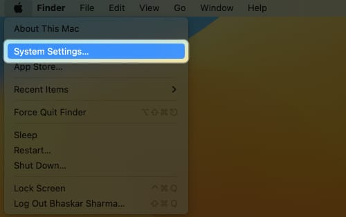 از طریق منوی اپل به System Settings بروید