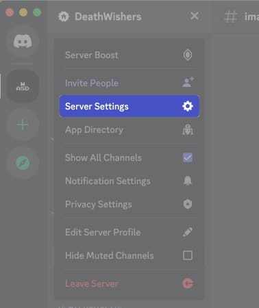 Server Settings را انتخاب کنید.
