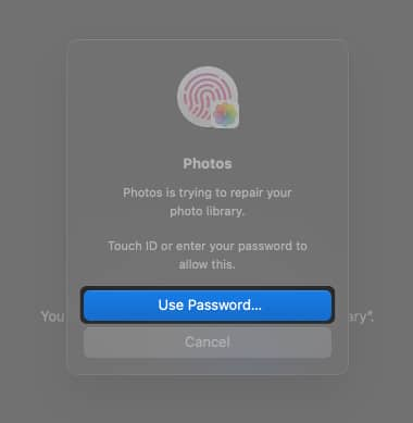 پسورد مک را وارد کرده و یا از Touch ID استفاده کنید