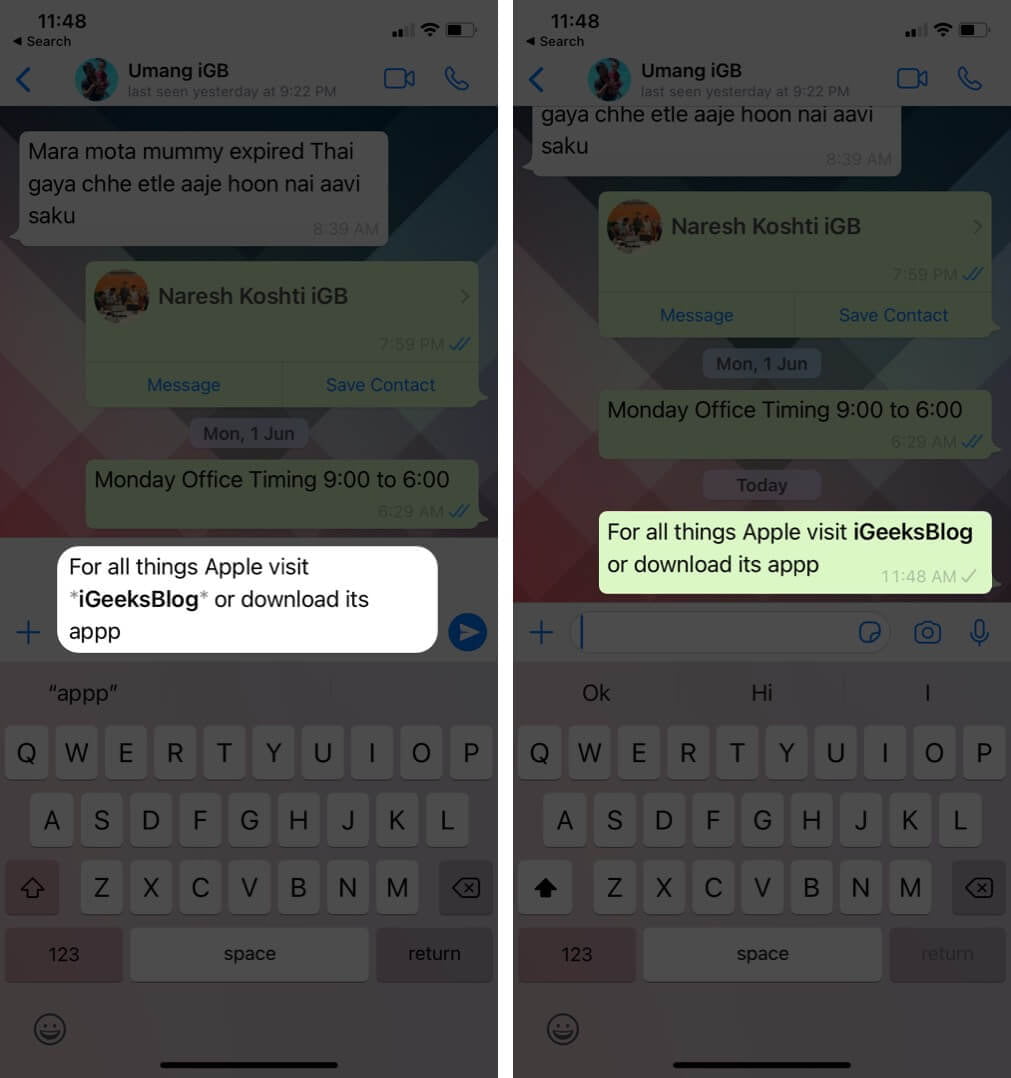 نحوه تایپ بولد در واتس اپ