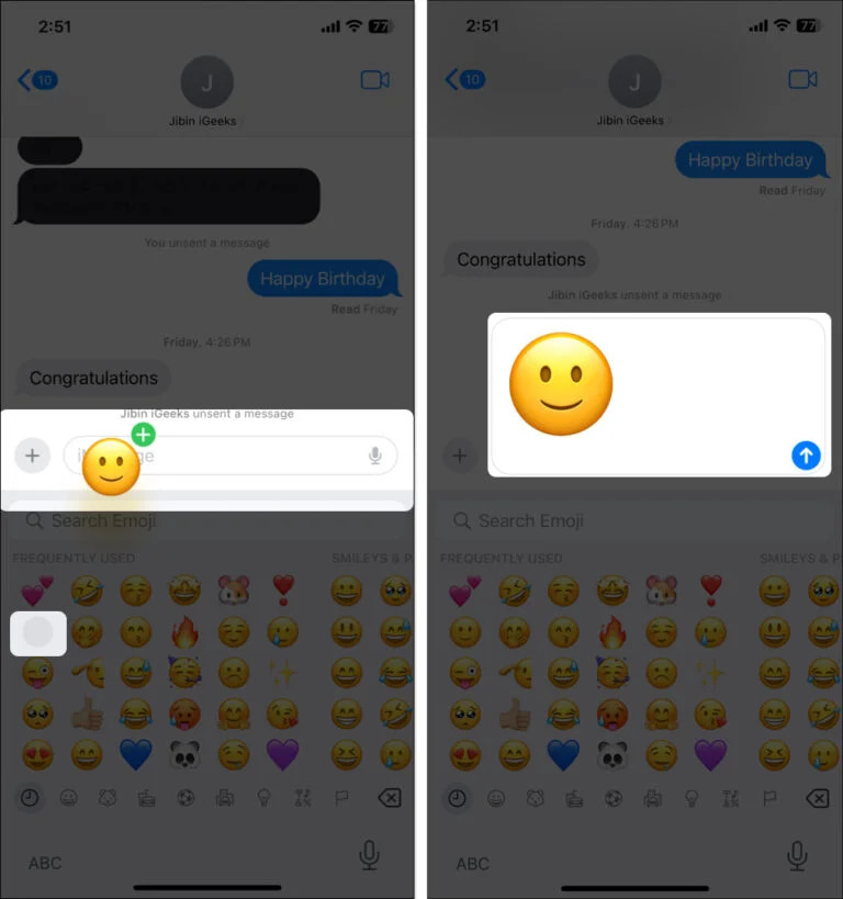 برای به اشتراک گذاشتن استیکر روی آیکن ارسال ضربه بزنید