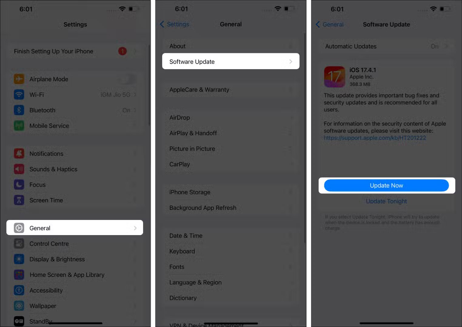آپدیت کردن iOS تلفن همراه