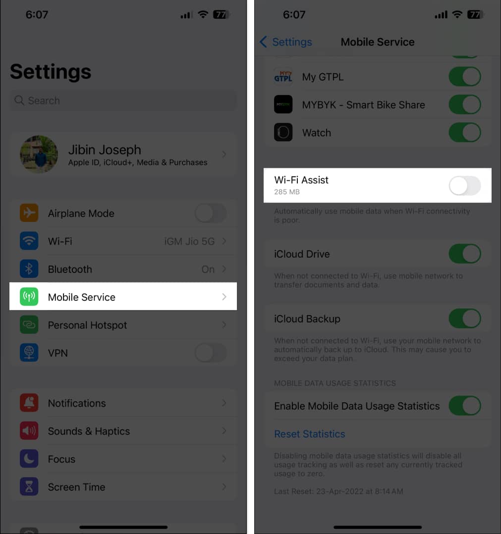 نقش Wi-Fi Assist در حل مشکل ارسال نشدن تصویر در آیفون