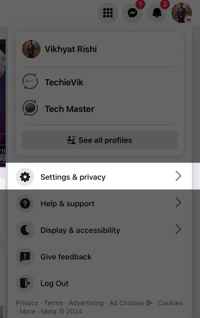 روی Settings & Privacy کلیک کنید