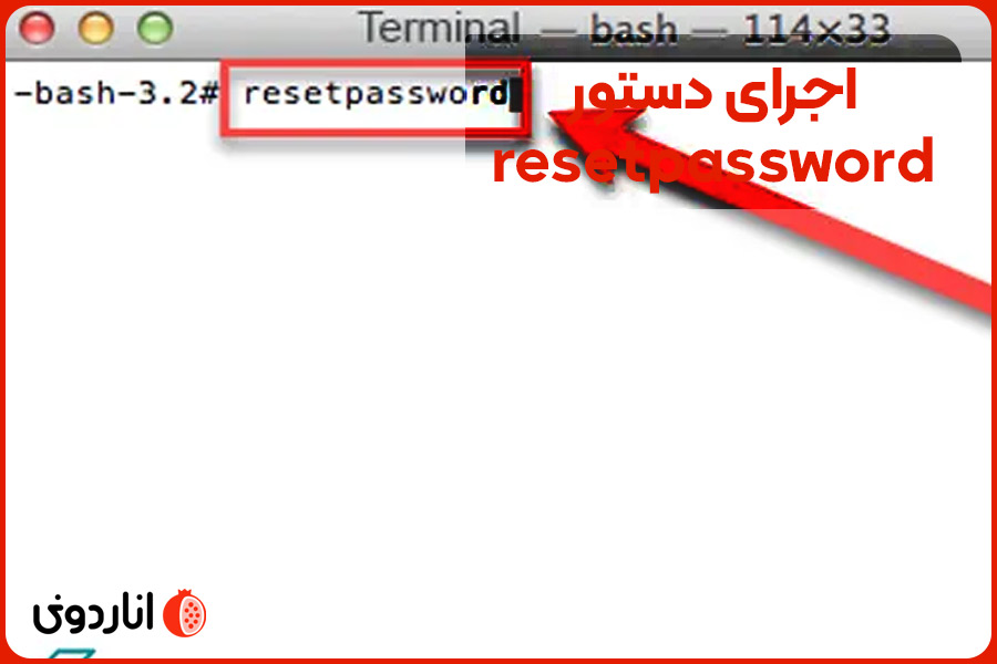 اجرای دستور resetpassword