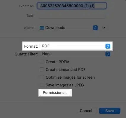 انتخاب Permissions در مک