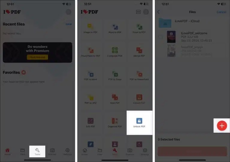 برنامه iLovePDF app برای حذف رمز عبور در فایل پی دی اف