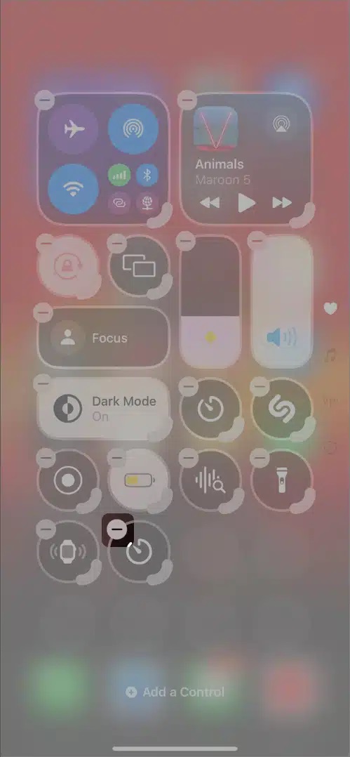 حذف Control Center