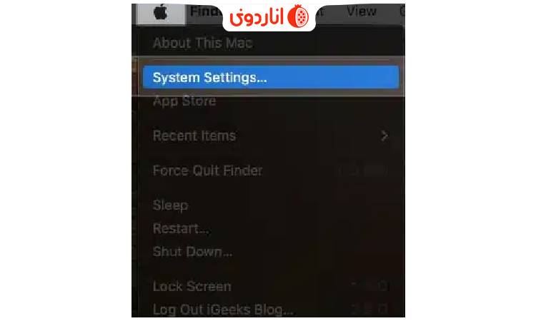 System Settings را انتخاب کنید